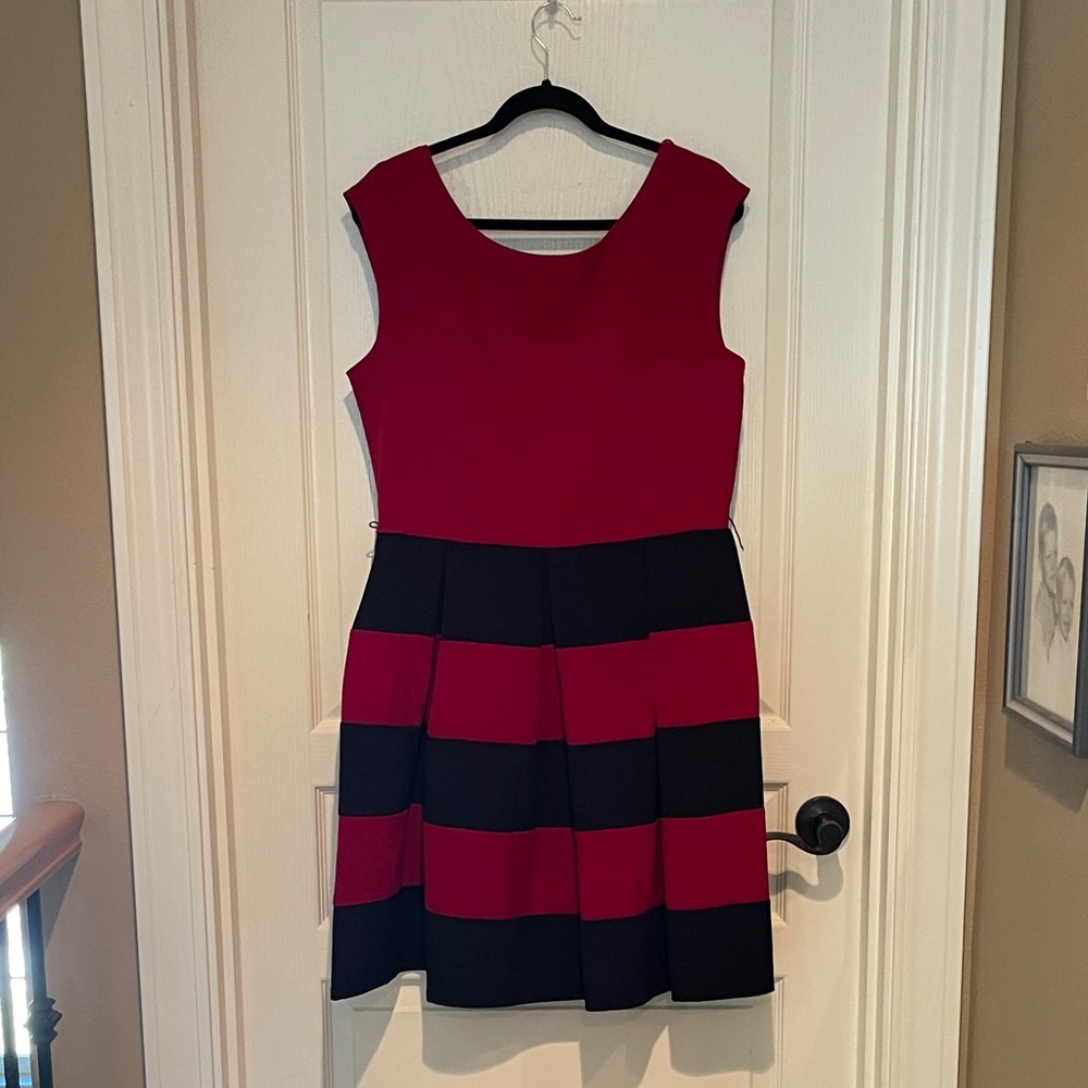 Tiana B. Red and Black Midi Dress
